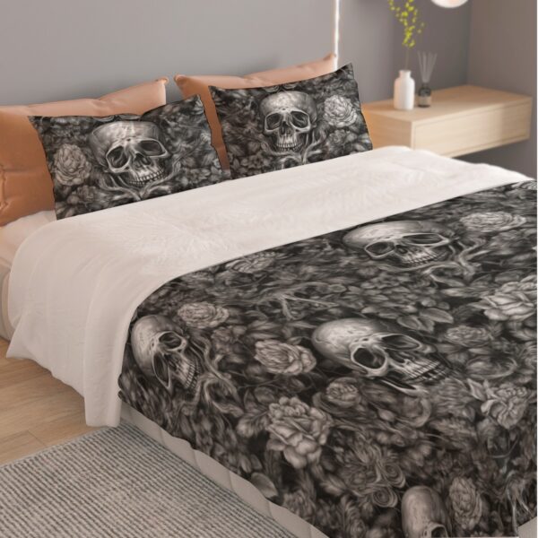 black roses and skull pattern gothic bedding set
