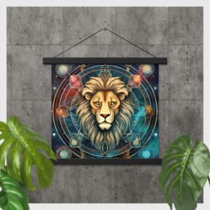 leo the lion zodiac art poster with black wooden frame