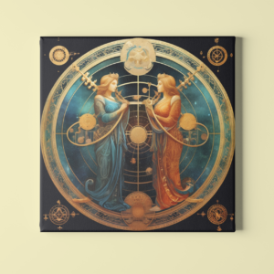 gemini zodiac sign full color canvas print