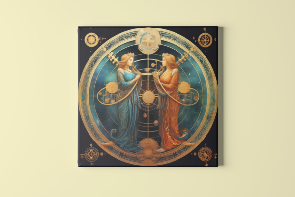 gemini zodiac sign full color canvas print